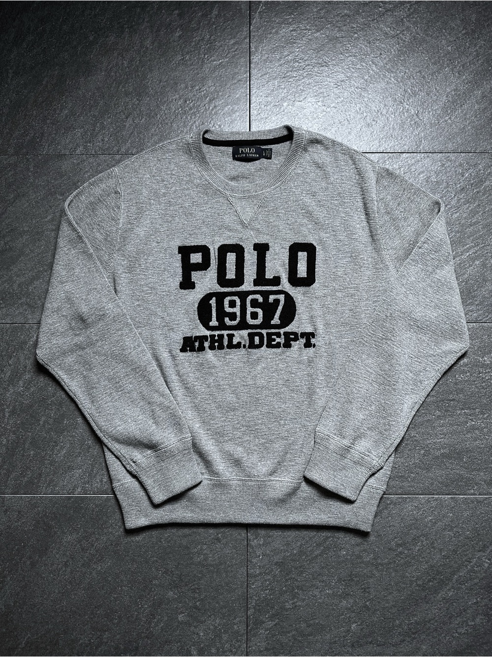 Polo by Ralph Lauren Gray Crewneck Sweatshirt with Black Chest Graphic Brand new